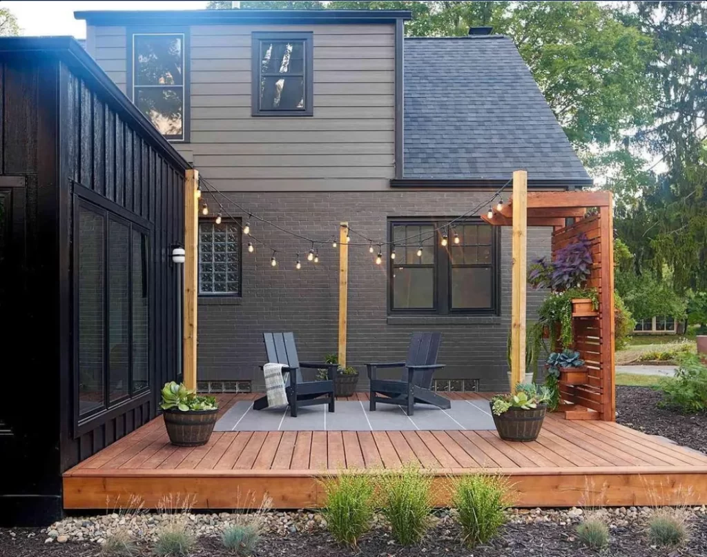Deck Building in Chesterfield & Richmond | Peachers patio with string lights in richmond va