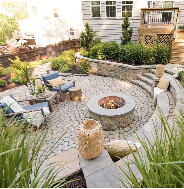 recessed patio with fireplace in richmond va